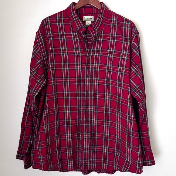 L.L. Bean Traditional Fit Flannel Shirt Red Plaid Button Down Men’s Extra Large - Picture 1 of 6